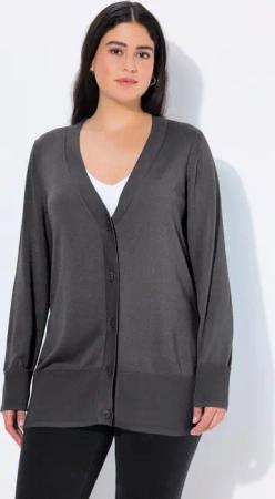 Ulla Popken Strickjacke Strickjacke V-Ausschnitt Knopfleiste Feinstrick