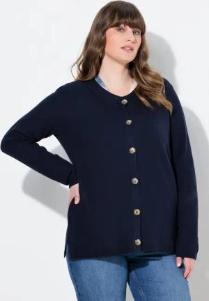 Ulla Popken Strickjacke Strickjacke Waffelstruktur Stehkragen Biobaumwolle