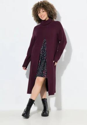 Ulla Popken Strickpullover Long-Pullover A-Linie Stehkragen Langarm