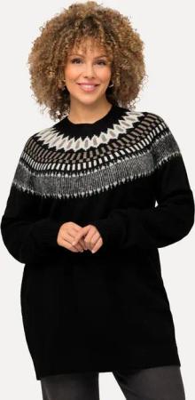 Ulla Popken Strickpullover Norweger-Pullover Rundhals Langarm