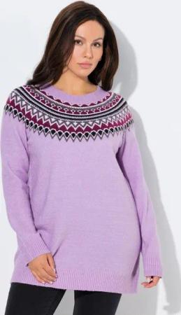 Ulla Popken Strickpullover Norweger-Pullover Rundhals Raglan-Langarm