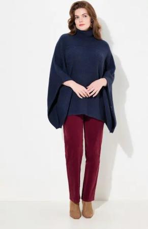 Ulla Popken Strickpullover Poncho Rollkragen oversized Halbarm