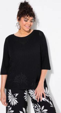 Ulla Popken Strickpullover Pullover Ajourmuster U-Boot-Ausschnitt Halbarm