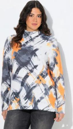 Ulla Popken Strickpullover Pullover Karo Stehkragen Langarm