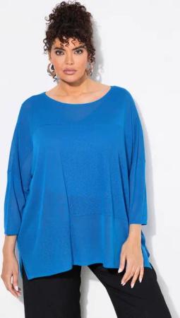 Ulla Popken Strickpullover Pullover Karostruktur oversized Rundhals Halbarm