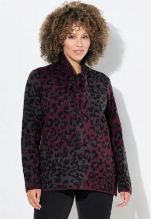 Ulla Popken Strickpullover Pullover Leomuster Schalkragen Langarm