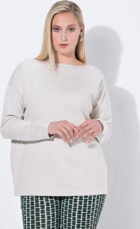 Ulla Popken Strickpullover Pullover Oversized U-Boot-Ausschnitt Langarm