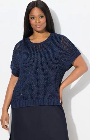 Ulla Popken Strickpullover Pullover Pailletten Rundhals ärmellos