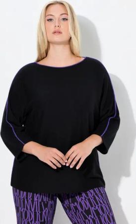 Ulla Popken Strickpullover Pullover Piping U-Boot-Ausschnitt 3/4-Arm