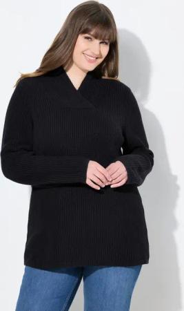 Ulla Popken Strickpullover Pullover Schalkragen Langarm Biobaumwolle