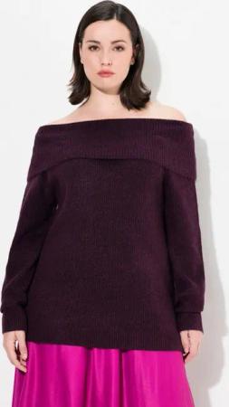 Ulla Popken Strickpullover Pullover Schulterausschnitt Langarm