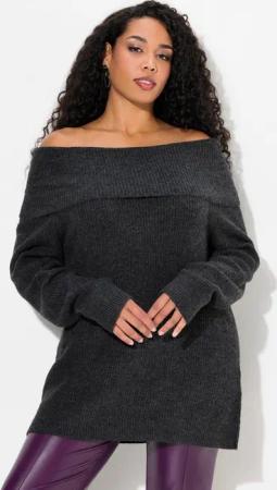 Ulla Popken Strickpullover Pullover Schulterausschnitt Langarm