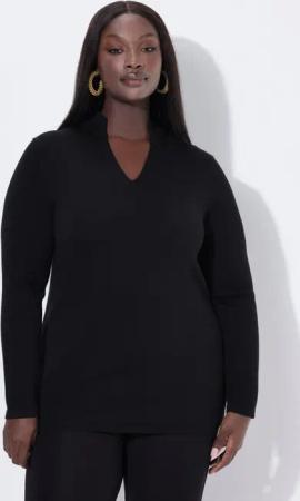 Ulla Popken Strickpullover Pullover Seidenmix Kelchkragen Langarm