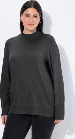 Ulla Popken Strickpullover Pullover Stehkragen Langarm Rippbündchen