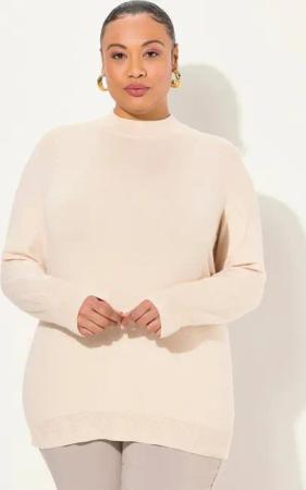 Ulla Popken Strickpullover Pullover Stehkragen Langarm Rippbündchen