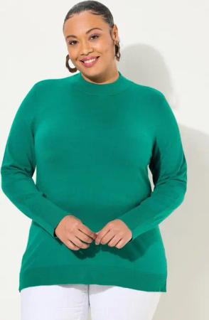 Ulla Popken Strickpullover Pullover Stehkragen Langarm Rippbündchen