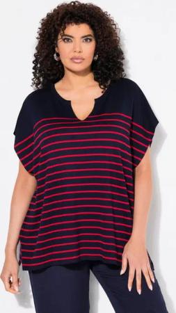 Ulla Popken Strickpullover Pullover Streifen Oversized Cape-Form Rundhals