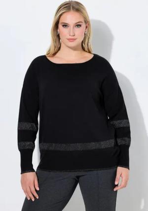 Ulla Popken Strickpullover Pullover Streifen Oversized Rundhals Langarm
