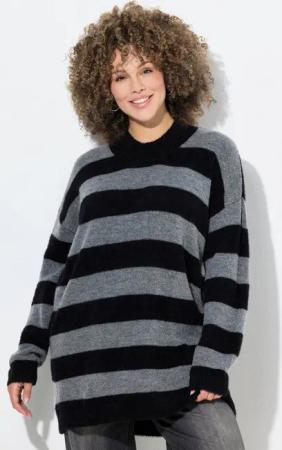Ulla Popken Strickpullover Pullover Streifen Stehkragen Langarm kuschelweich