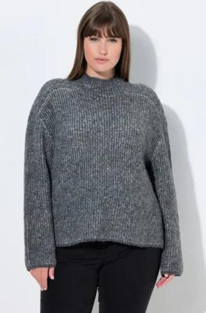 Ulla Popken Strickpullover Pullover Streifen Stehkragen Langarm