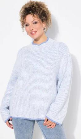 Ulla Popken Strickpullover Pullover Streifen Stehkragen Langarm