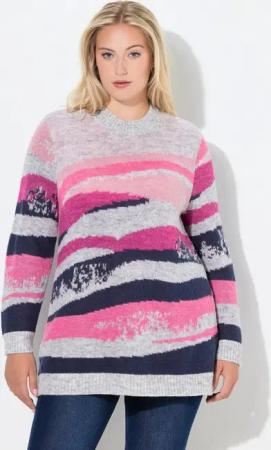 Ulla Popken Strickpullover Pullover Strickmuster Rundhals Langarm