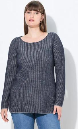 Ulla Popken Strickpullover Pullover U-Boot-Ausschnitt Langarm Biobaumwolle