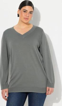 Ulla Popken Strickpullover Pullover V-Ausschnitt Langarm weicher Feinstrick