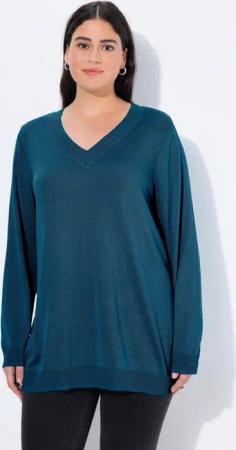 Ulla Popken Strickpullover Pullover V-Ausschnitt Langarm weicher Feinstrick