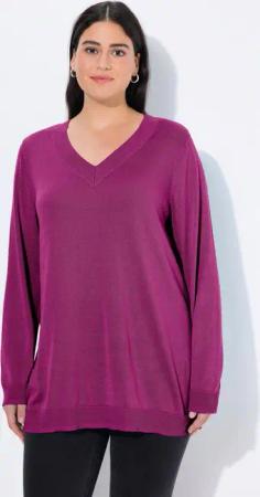 Ulla Popken Strickpullover Pullover V-Ausschnitt Langarm weicher Feinstrick