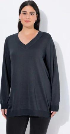 Ulla Popken Strickpullover Pullover V-Ausschnitt Langarm weicher Feinstrick