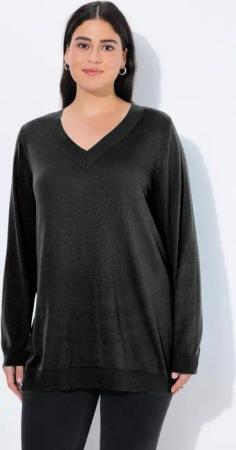 Ulla Popken Strickpullover Pullover V-Ausschnitt Langarm weicher Feinstrick