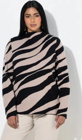 Ulla Popken Strickpullover Pullover Wellen Stehkragen Langarm