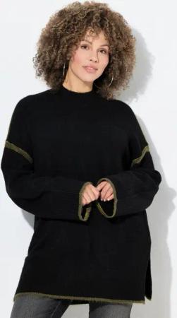 Ulla Popken Strickpullover Pullover Ziernähte Stehkragen Langarm