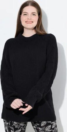 Ulla Popken Strickpullover Pullover Zopfmuster Stehkragen Langarm