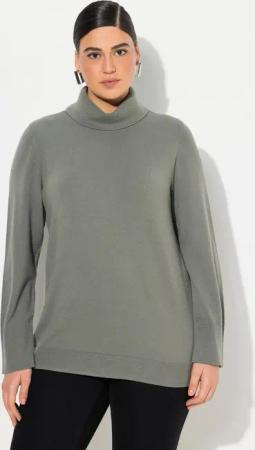 Ulla Popken Strickpullover Rollkragenpullover breite Rippbündchen Langarm