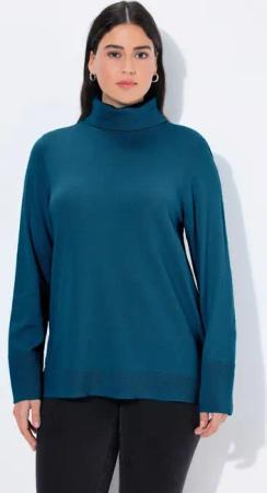 Ulla Popken Strickpullover Rollkragenpullover breite Rippbündchen Langarm