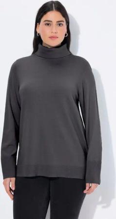 Ulla Popken Strickpullover Rollkragenpullover breite Rippbündchen Langarm