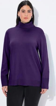 Ulla Popken Strickpullover Rollkragenpullover breite Rippbündchen Langarm