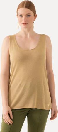 Ulla Popken Strickpullover Stricktop Metallic-Schimmer Rundhals ärmellos