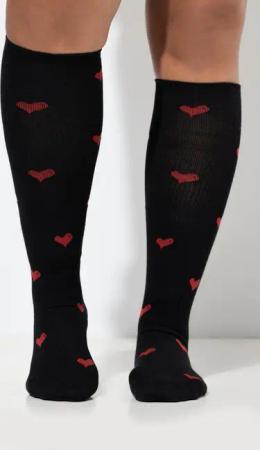 Ulla Popken Strümpfe Kompressions-Kniestrümpfe breites Bündchen Herzen