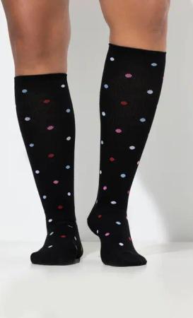 Ulla Popken Strümpfe Kompressions-Kniestrümpfe breites Bündchen Tupfen