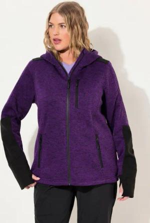 Ulla Popken Sweatjacke Fleecejacke Reflektordruck Kapuze Daumenloch