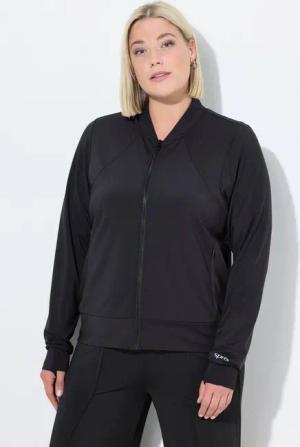 Ulla Popken Sweatjacke Funktions-Sweatjacke Collegekragen Daumenloch