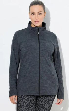 Ulla Popken Sweatjacke Funktions-Sweatjacke Slim Stehkragen Langarm