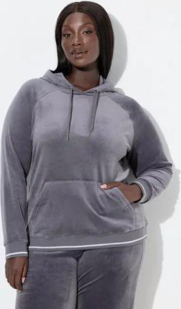 Ulla Popken Sweatjacke Homewear-Nickihoodie Girlboss-Stickerei Kapuze