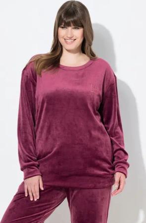 Ulla Popken Sweatjacke Homewear-Pullover Nicki Stickerei Rundhals Langarm