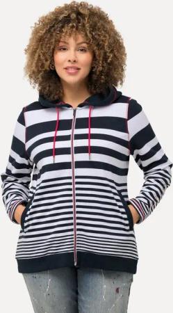 Ulla Popken Sweatjacke Hoodie-Jacke Ziernähte LOVE Kapuze