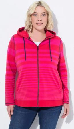 Ulla Popken Sweatjacke Hoodie-Jacke Ziernähte LOVE Kapuze