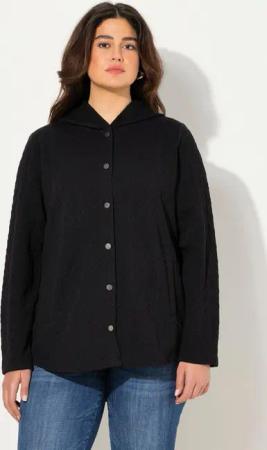 Ulla Popken Sweatjacke Hoodie-Jacke Zopfmuster Druckknöpfe hinten länger